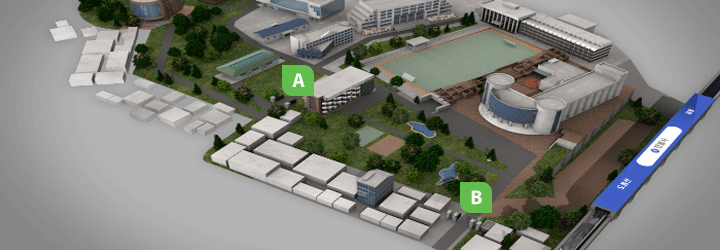 주차장 A, B 위치 안내