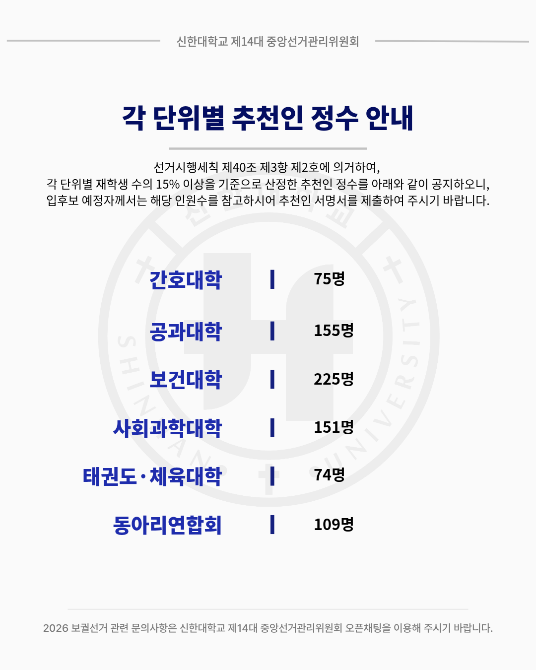 🗳신한대학교 2026 보궐선거 추천인 정수 안내🗳 2번째 첨부파일 이미지